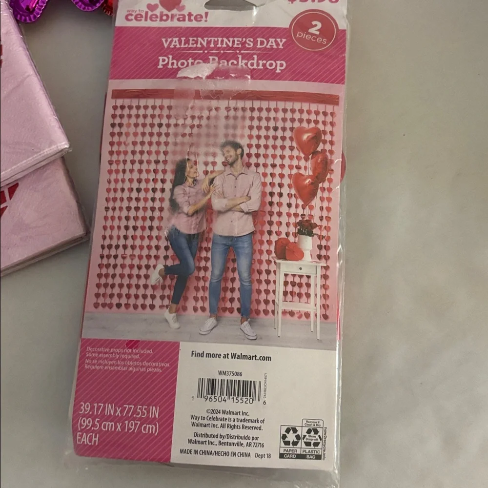 Galentines Valentine's Day Heart Party Set Pink and Red glasses napkins backdrop